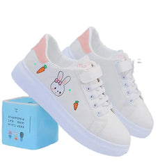 Vegan Leather Cartoon Bunny Shoes Euro Size Sneakers