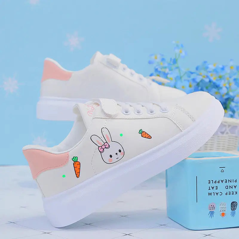 Vegan Leather Cartoon Bunny Shoes Euro Size Sneakers