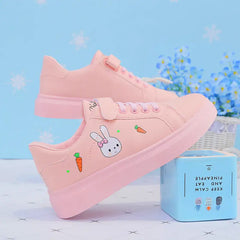 Vegan Leather Cartoon Bunny Shoes Euro Size Sneakers