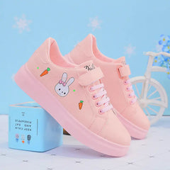 Vegan Leather Cartoon Bunny Shoes Euro Size Sneakers Pink