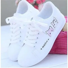 Vegan Leather Cat Sneakers Lovely PU in Euro Size Pink / 35