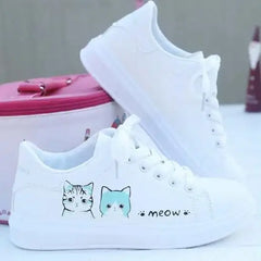 Vegan Leather Cat Sneakers Lovely PU in Euro Size