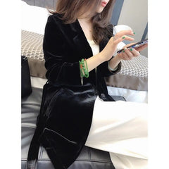 Velvet Black Warm Long Sleeve Blazer