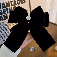 Velvet Bow Hair Pins Elegant Style for Everyday Wear Black