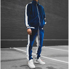 Velvet Loose Sports Set - Blue / S - 2 Piece