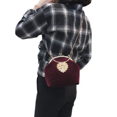 Velvet Pearl Heart Design Vintage Handbag - Bag