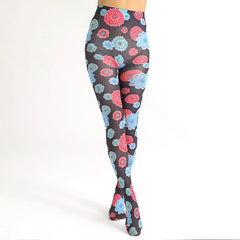 Velvet Tights with Japanese Harajuku Style Tattoo Print