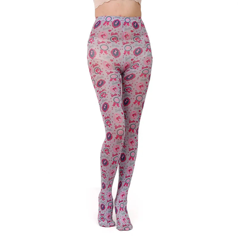 Velvet Tights with Japanese Harajuku Style Tattoo Print