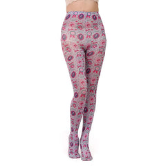 Velvet Tights with Japanese Harajuku Style Tattoo Print