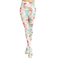 Velvet Tights with Japanese Harajuku Style Tattoo Print