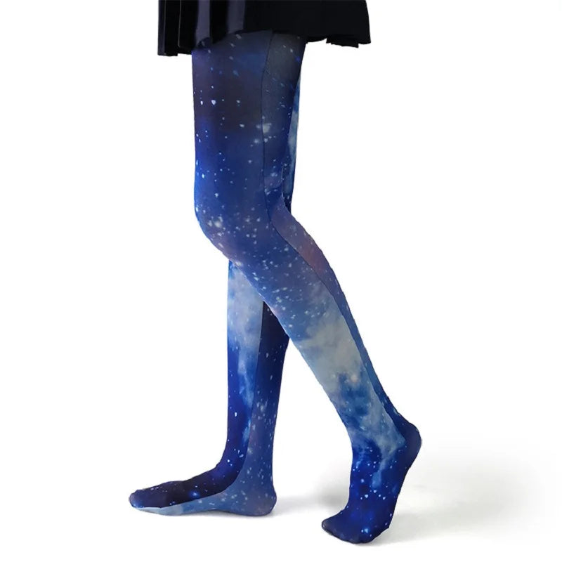 Velvet Tights with Japanese Harajuku Style Tattoo Print