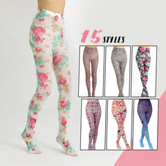 Velvet Tights with Japanese Harajuku Style Tattoo Print