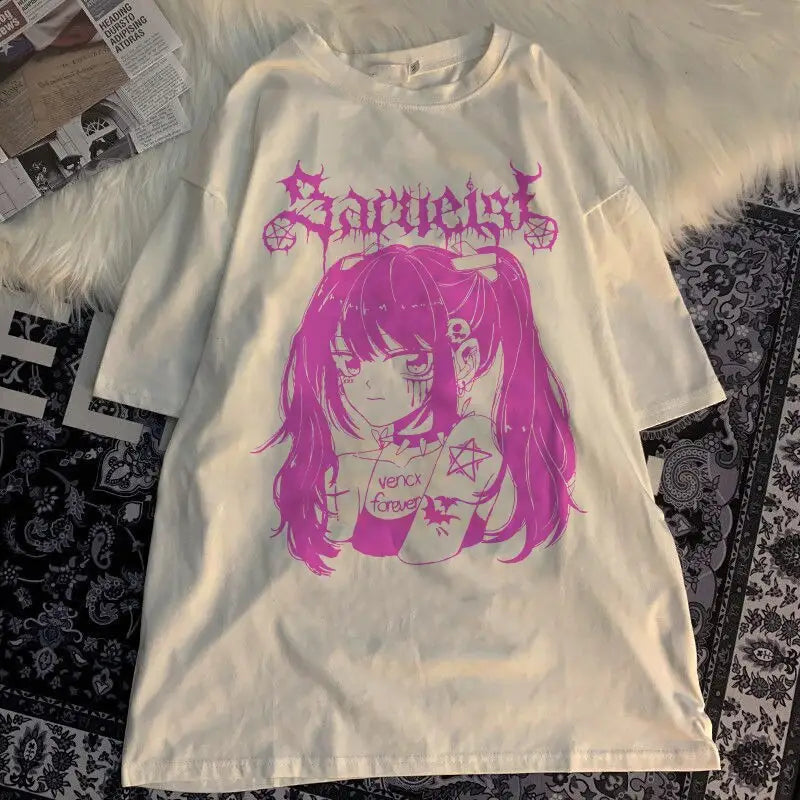 Vencx Forever Anime Aesthetic T-shirt - Pink / XS - T-shirts