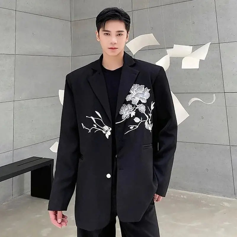 Versatile Embroidered Lapel Suit Coat for Trendy Elegance