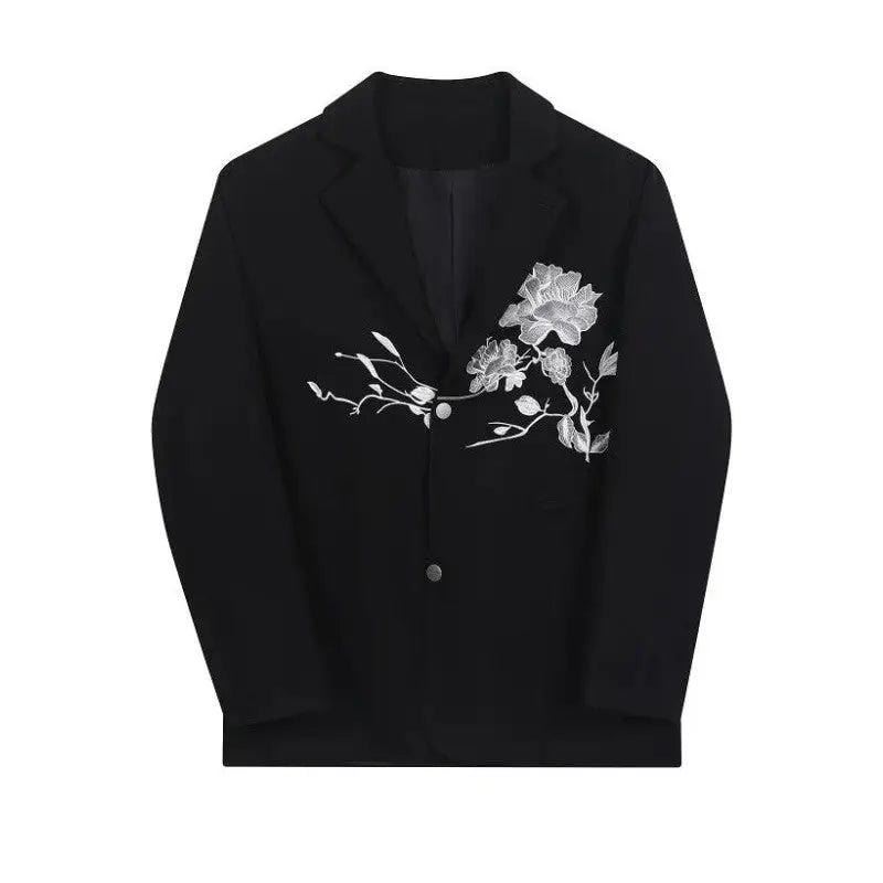 Versatile Embroidered Lapel Suit Coat for Trendy Elegance
