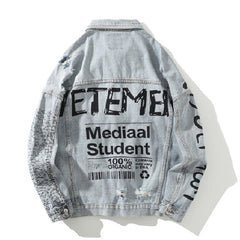 Vetemen Mediaal Student Denim Jacket - Blue / M - Jackets