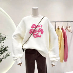 Vibe Oversized Sweatshirt Women Casual Loose Pullover White