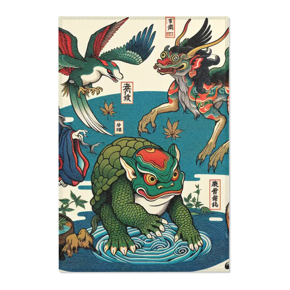 Vibrant Ukiyo-e Style Captivating Area Rug with Japanese