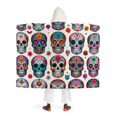 Vibrantly Colored Hooded Sherpa Fleece Blanket with Sugar