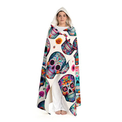 Vibrantly Colored Hooded Sherpa Fleece Blanket with Sugar