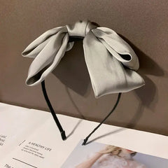 Vintage Bow Headband Classic Hair Accessory Grey