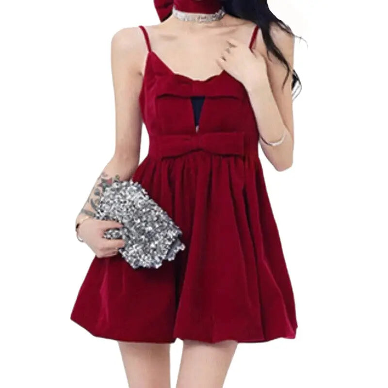 Vintage Bow Sleeveless Mini Dress