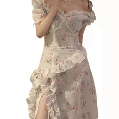 Vintage Casual Floral Print Sweet Y2k Dress