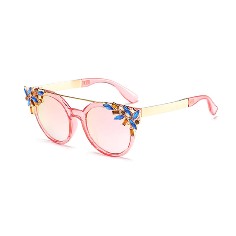 Vintage Cat Eye Fancy Rhinestones Sunglasses - Pink