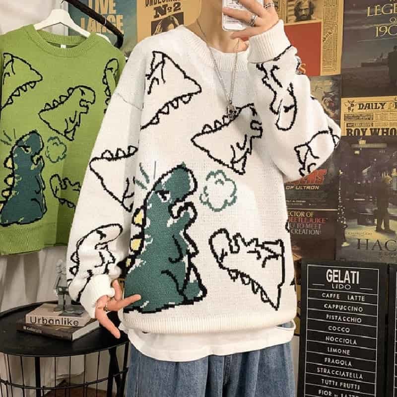 Vintage Dinosaur Cartoon Sweater