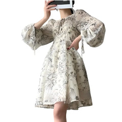 Vintage Elegant Floral Chiffon Dress