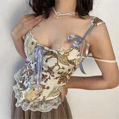 Vintage Floral Print Corset
