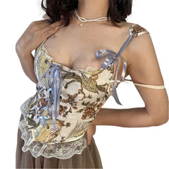 Vintage Floral Print Corset