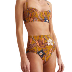 Vintage Floral Print Swimsuit Set - Bikini