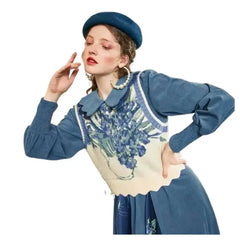 Vintage Flowers 2 Wearing Knitted Vest
