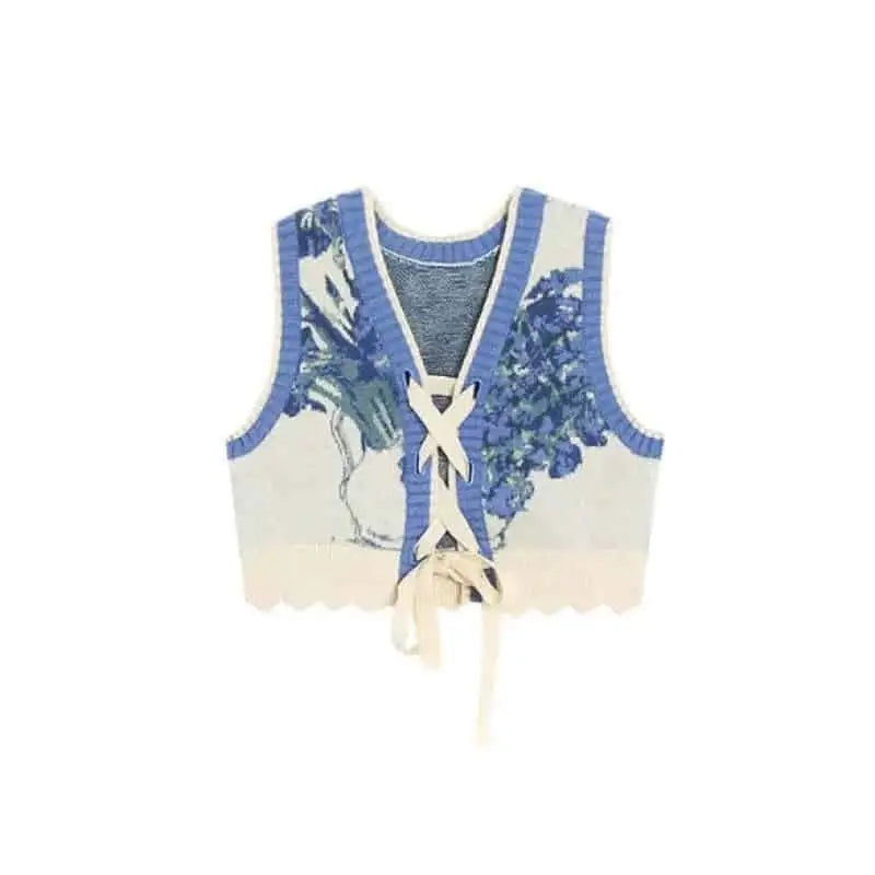Vintage Flowers 2 Wearing Knitted Vest