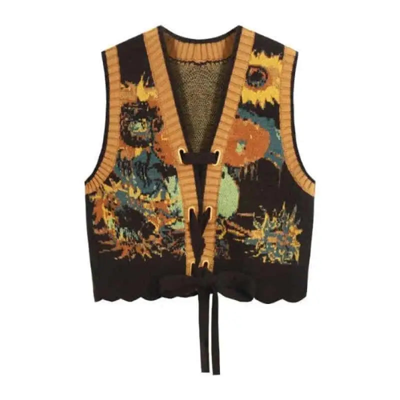 Vintage Flowers 2 Wearing Knitted Vest