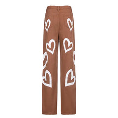 Vintage Heart Graphic Graffiti Jeans