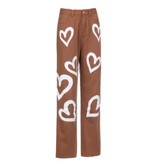 Vintage Heart Graphic Graffiti Jeans