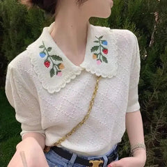 Vintage Knitted Flower Blouse