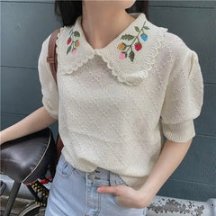 Vintage Knitted Flower Blouse