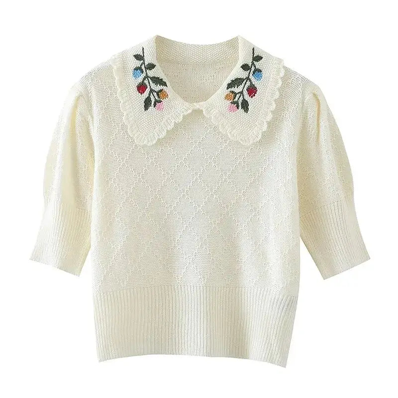 Vintage Knitted Flower Blouse