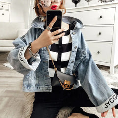 Vintage Ripped Letters Denim Jacket