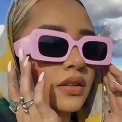 Vintage Square Rectangular Frame Sunglasses UV400 Protection