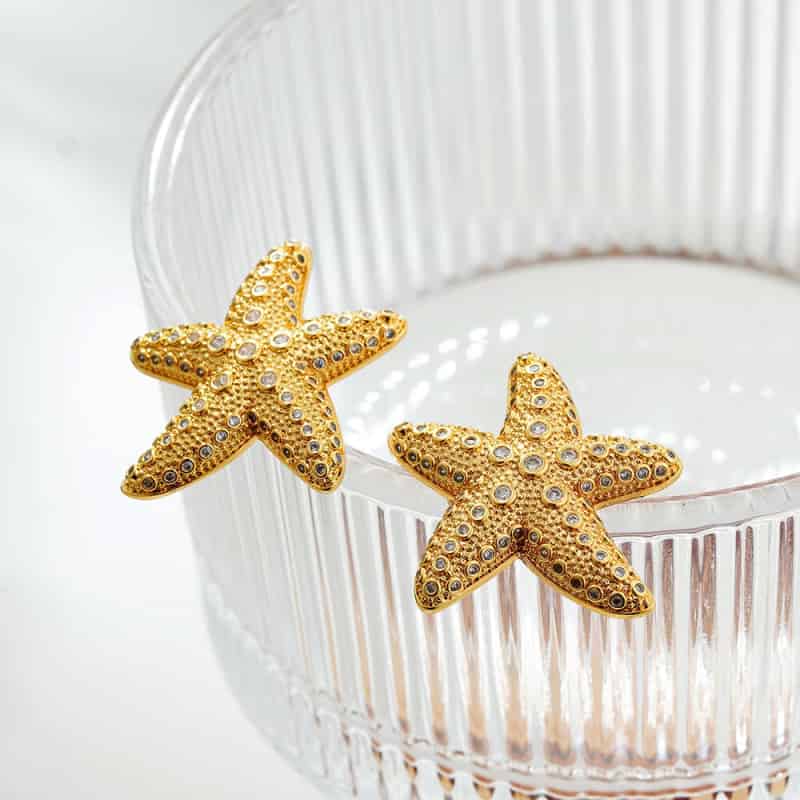 Vintage Stainless Steel Plated Snail Conch Shell Starfish