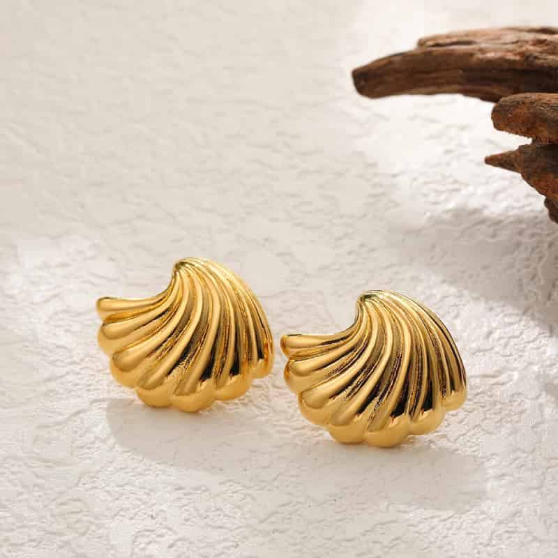 Vintage Stainless Steel Plated Snail Conch Shell Starfish