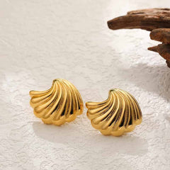 Vintage Stainless Steel Plated Snail Conch Shell Starfish