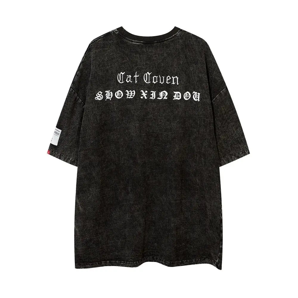 Vintage Streetwear Cat Coven Xie Dou T Shirt