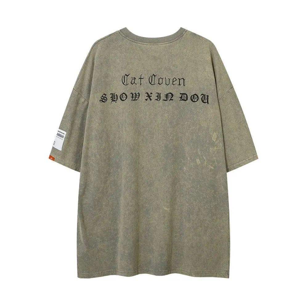 Vintage Streetwear Cat Coven Xie Dou T Shirt