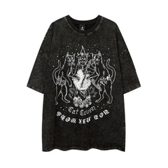 Vintage Streetwear Cat Coven Xie Dou T Shirt Black / M