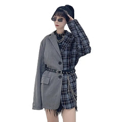 Vintage Stylish Plaid Patchwork Blazer